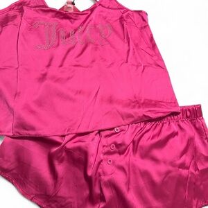 Juicy Couture Fuchsia Satin Pajama Set